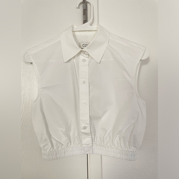 NWT COS White 100% Cotton Poplin Cropped Sleeveless Shirt Top 2 XS $89 - Picture 5 of 7